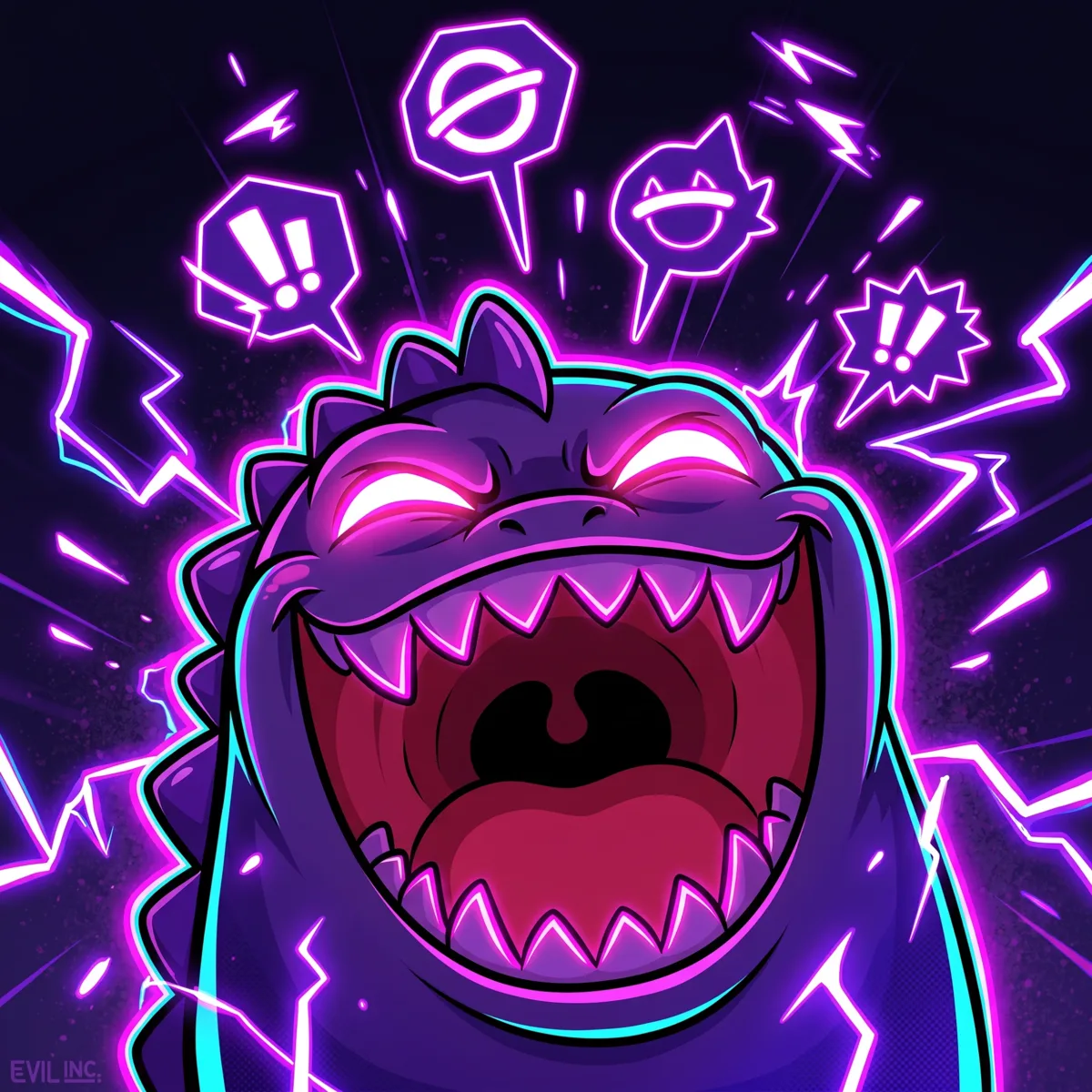 GRIMON roaring with neon lightning